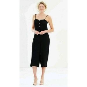 Bec & Bridge Emilie Jumpsuit Tie Strap Crinkle Textured Crepe Cropped Wide Leg 2